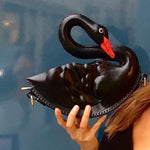 Swan shaped handbag in black leather