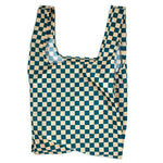 Kind Bag Checkerboard Tote Teal and Beige
