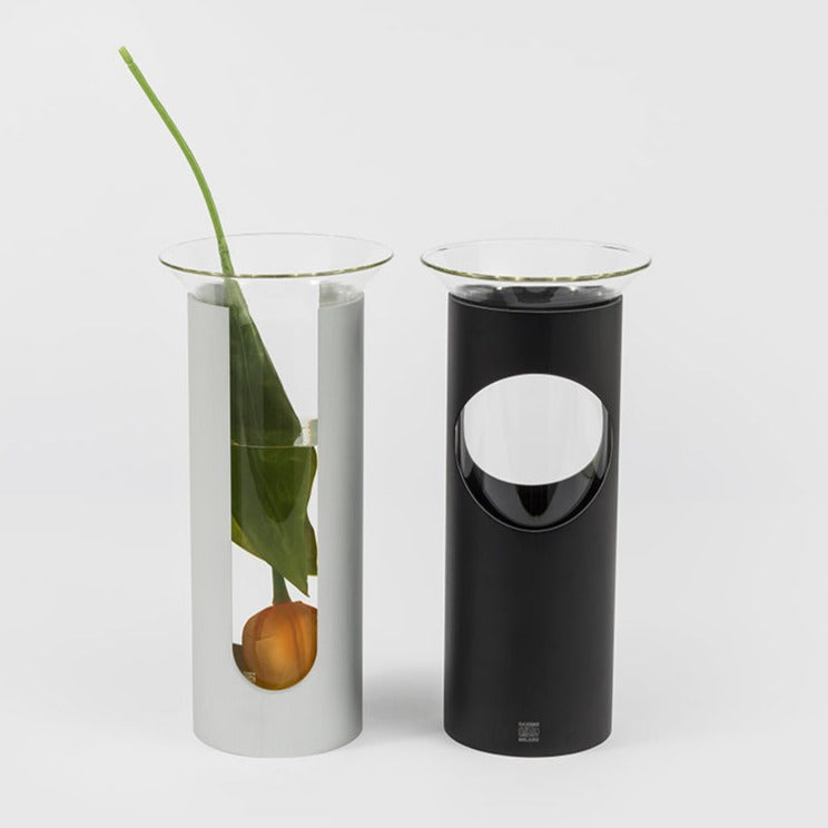 Enzo Mari Camicia Black Steel & Glass Vase