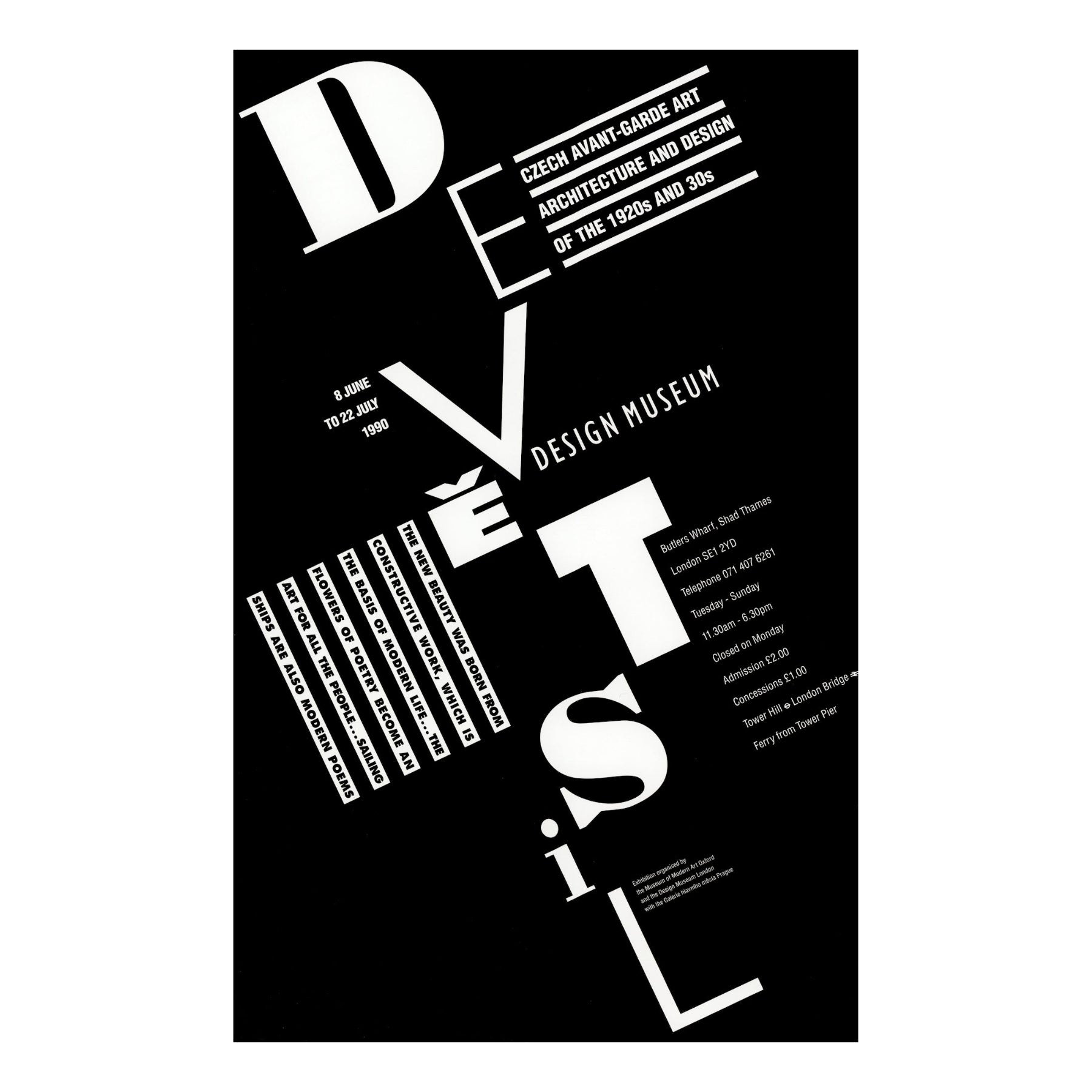 Devětsil: Czech Avant-Garde Art, Architecture and Design 1990 Unframed Archive Exhibition Poster - 75 x 50 cm