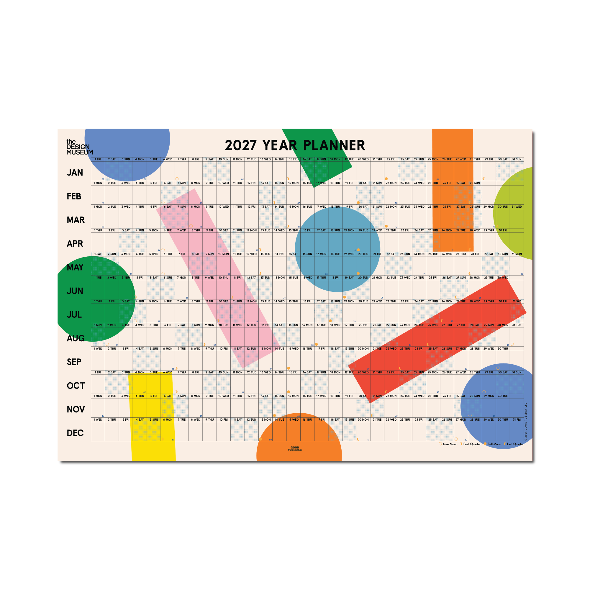 the Design Museum x Good Tuesday 2027 Dots & Grids Wall Planner