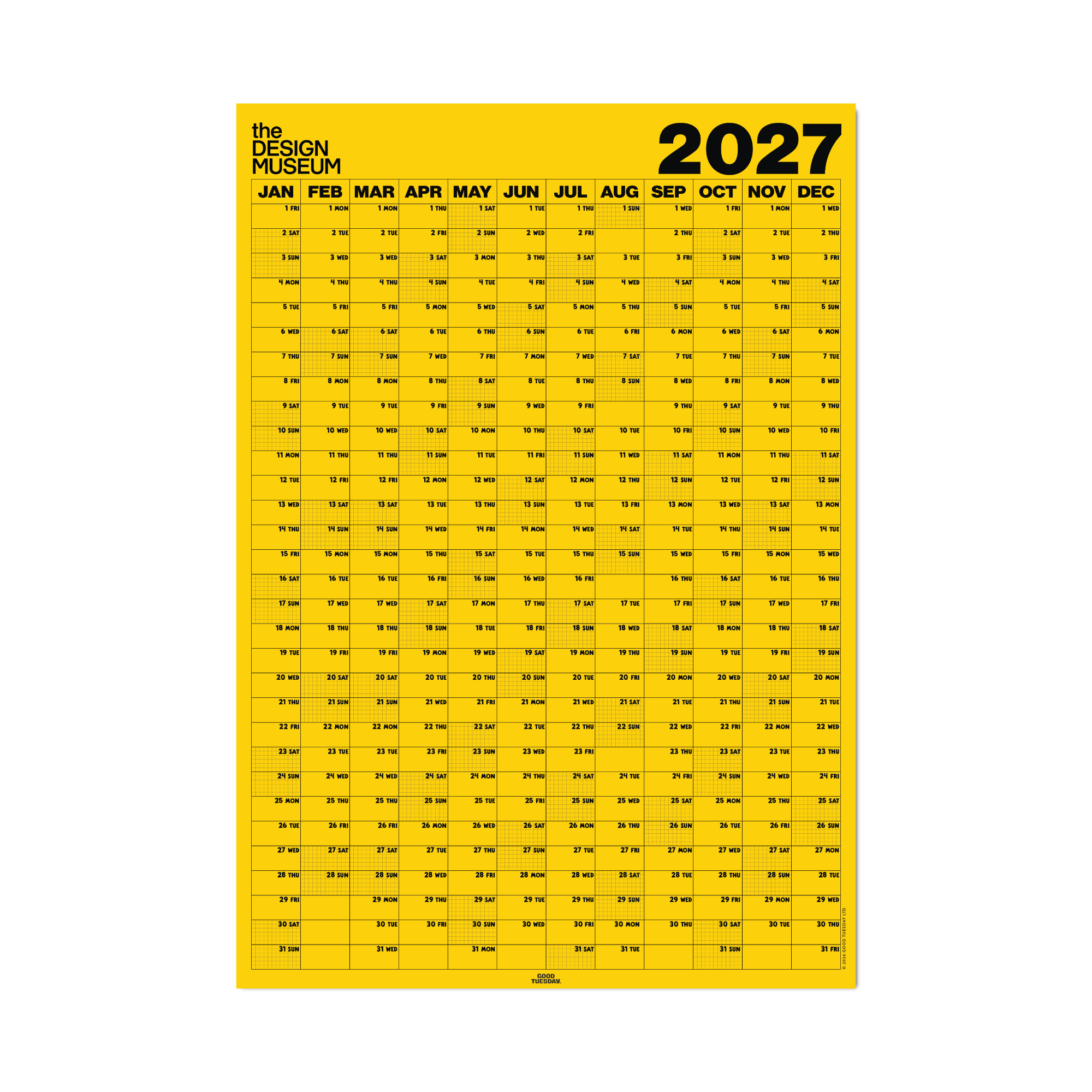 the Design Museum x Good Tuesday 2027 Yellow Wall Planner