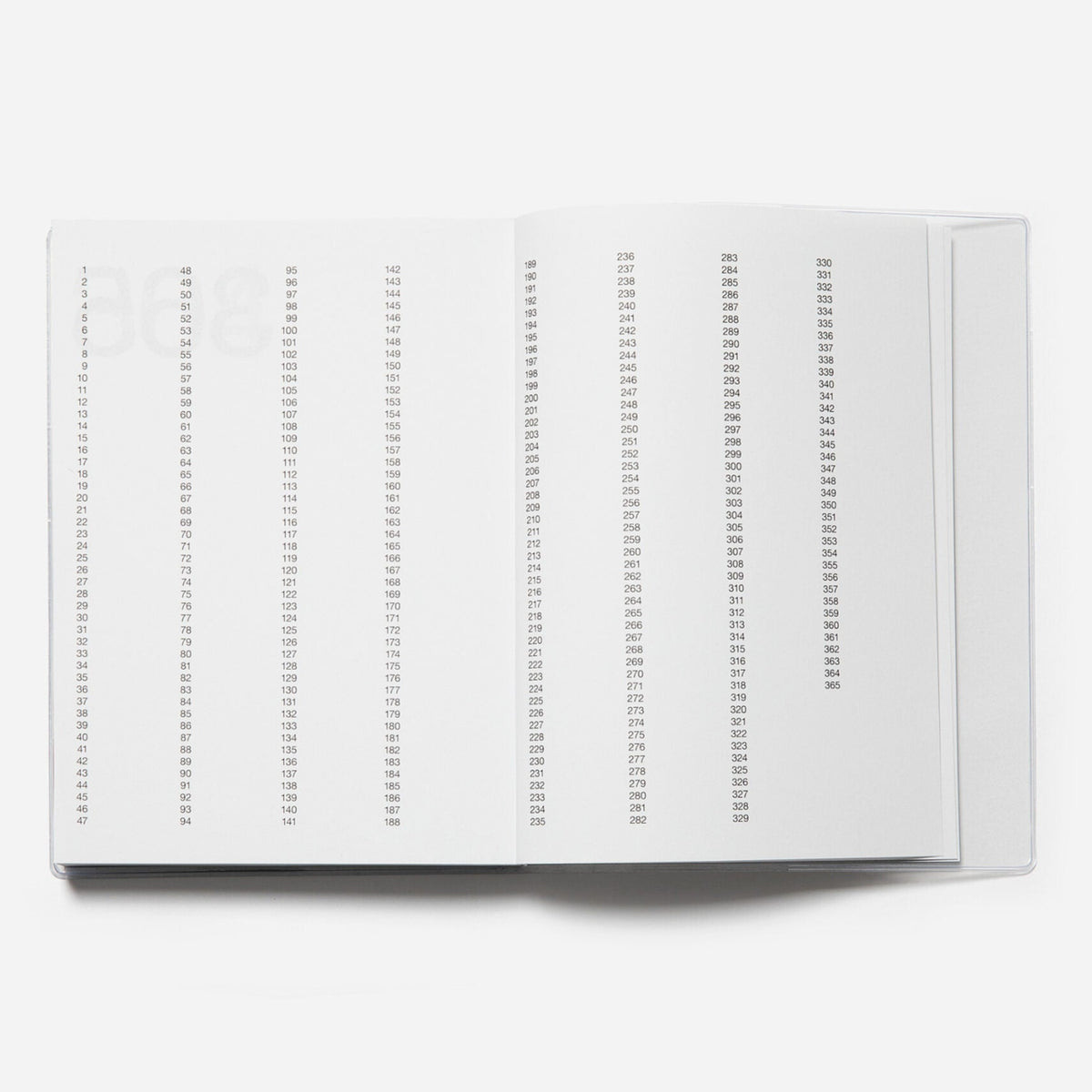 Open planner with numbers on a white background