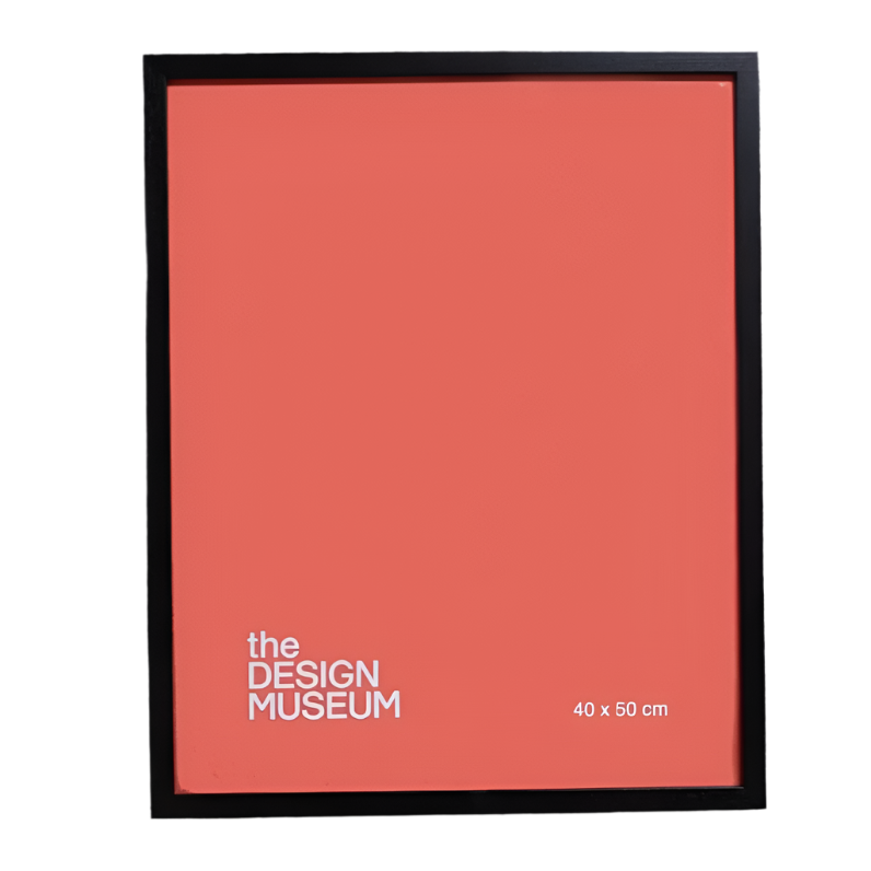 Black picture frame with 'the Design Museum' text on a red background