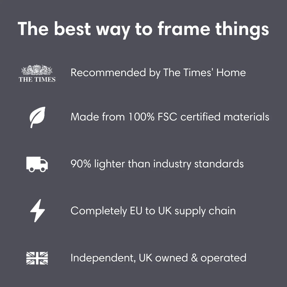 Pop-up frame credentials with white text on a gray background