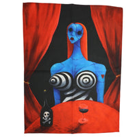 Tim Burton Blue Girl with Wine Tea Towel