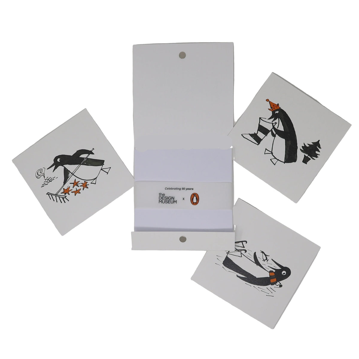 Set of greeting cards with black and white illustrations on a white background
