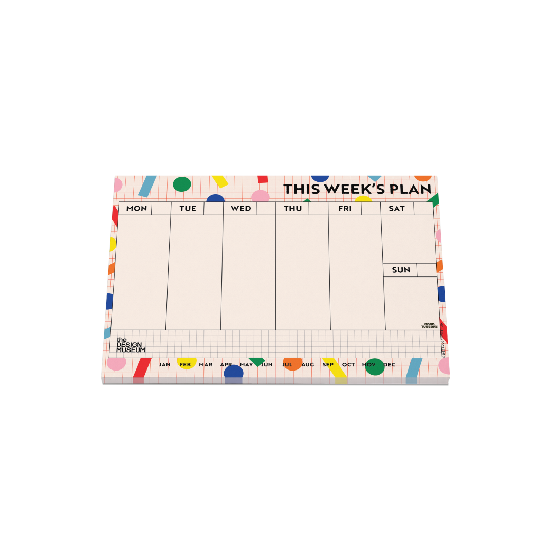 Colourful Design Museum planner with dots and days of the week