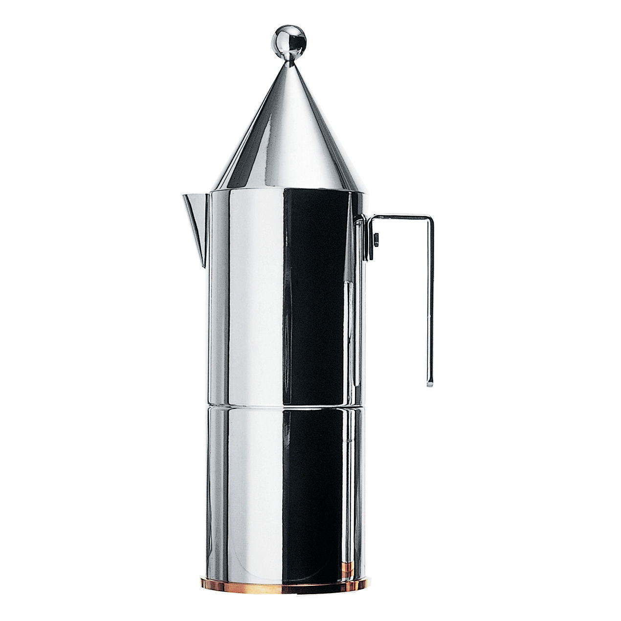 Silver and black coffee maker on a white background