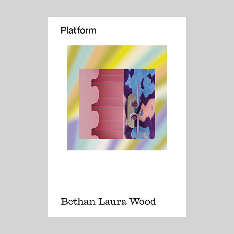 Book cover of 'Platform' catalogue by Bethan Laura Wood with colourful abstract design on a gray background