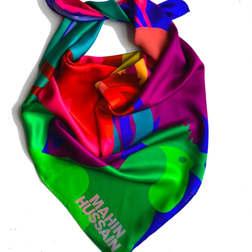 Mahin Hussain Bold Rooster Scarf 90 x 90 cm