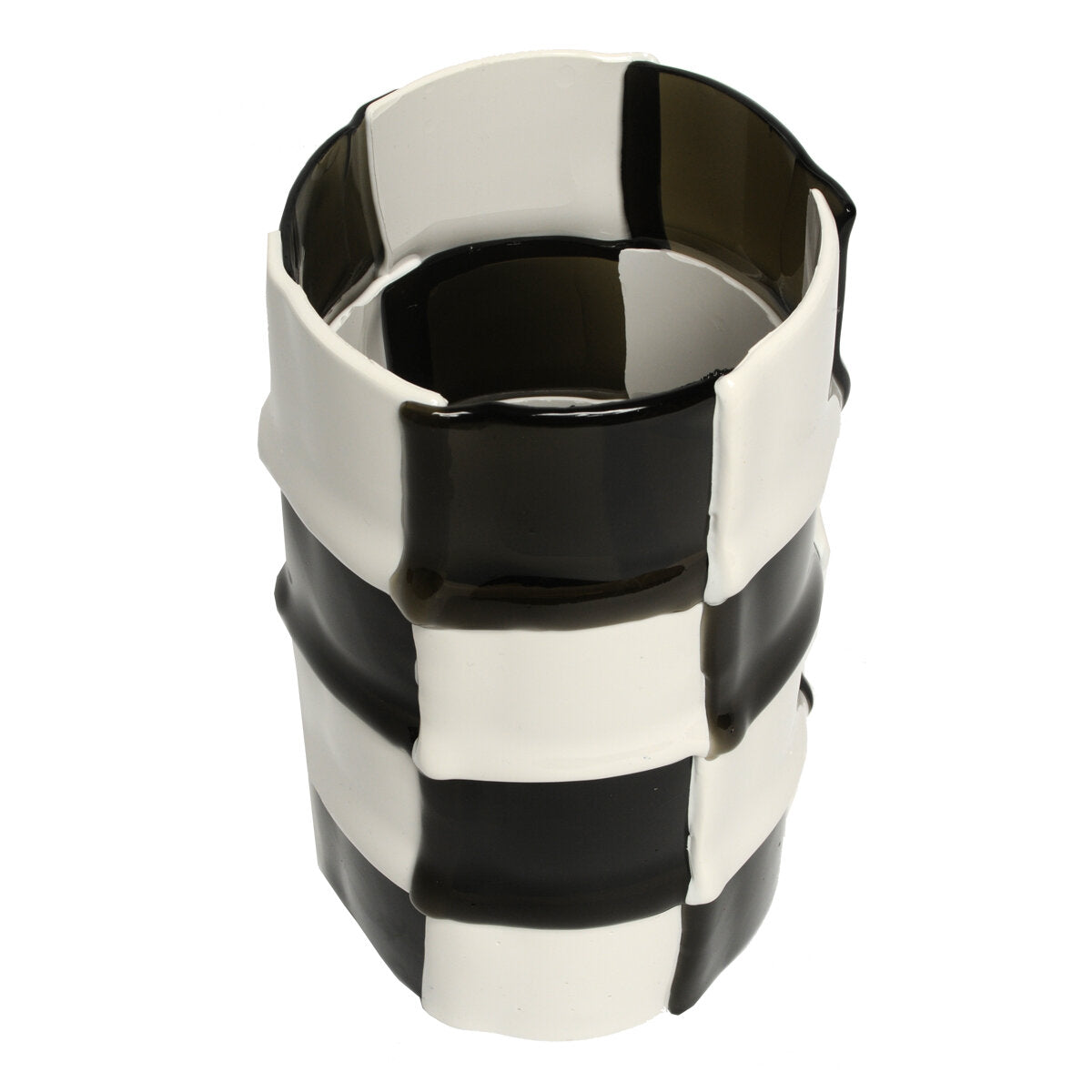 black and white vase from above