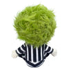 BACK of Green haired toy Tim Burton's Beetlejuice plush toy wearing classic black and white striped suit