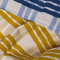 Blue and Yellow Trellis Tea Towel Set of 2 - the set close up.