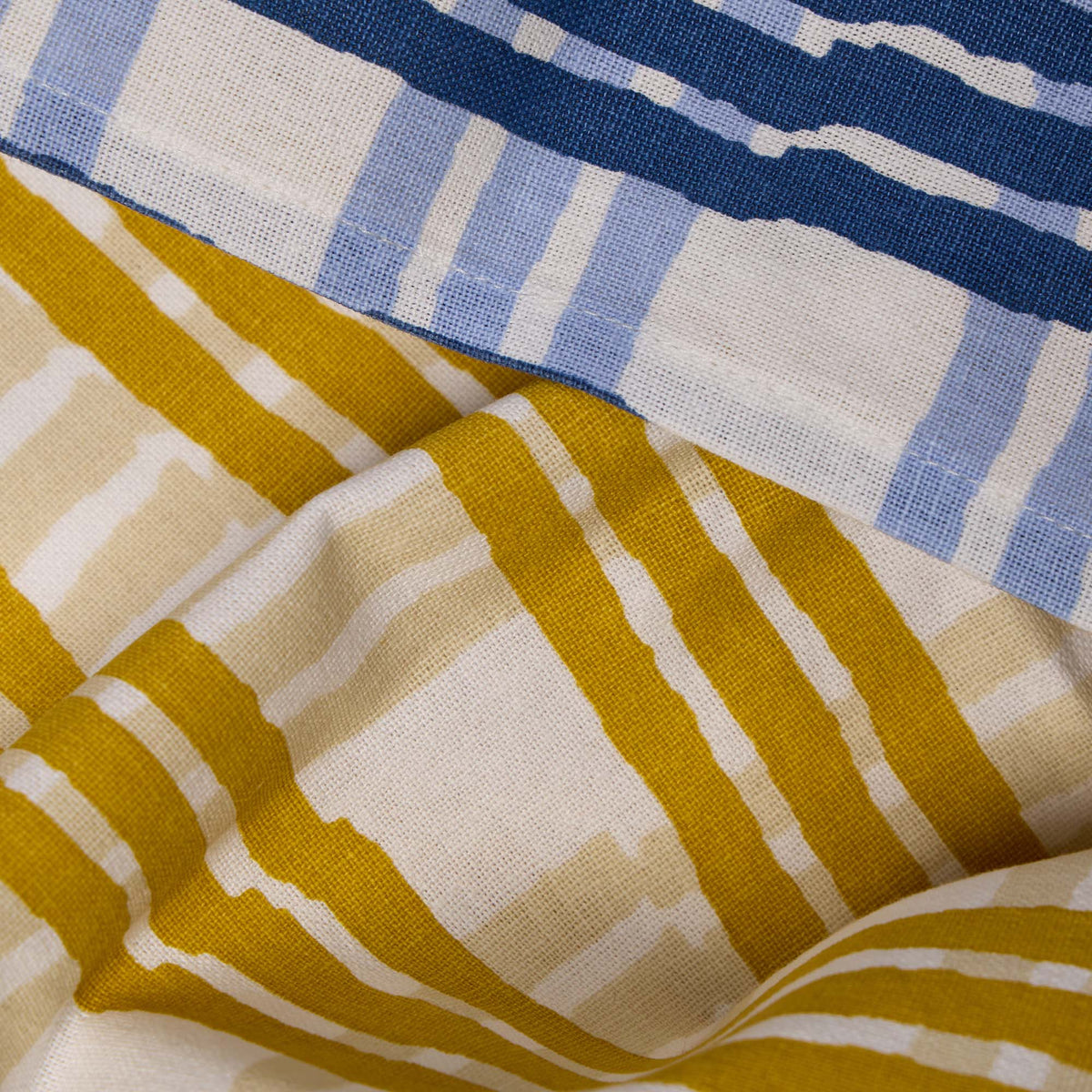 Blue and Yellow Trellis Tea Towel Set of 2 - the set close up.