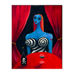 Tim Burton Blue Girl with Wine Print - 40 x 50 cm