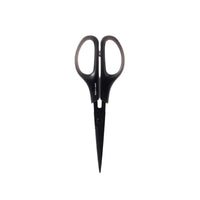 A pair of black scissors with a sleek, minimalist design.