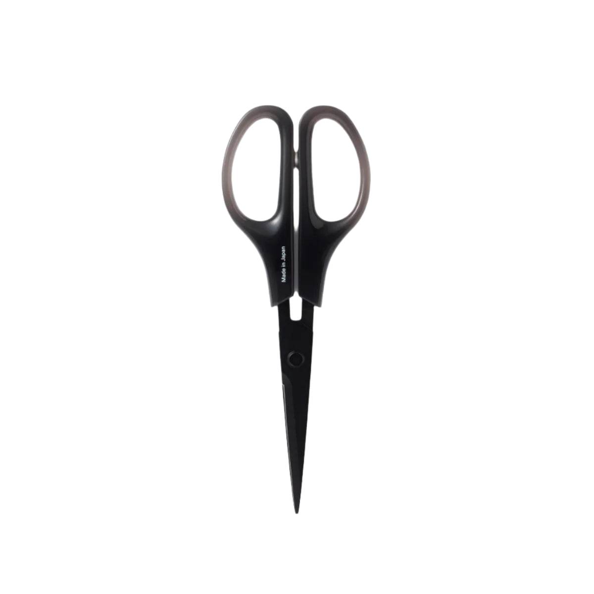 A pair of black scissors with a sleek, minimalist design.