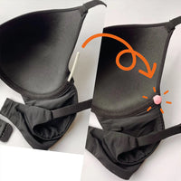 Black bra with a focus on the back and straps on a white background