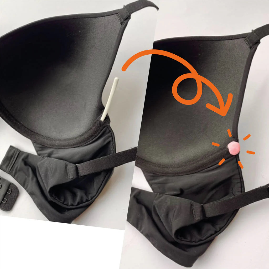 Black bra with a focus on the back and straps on a white background