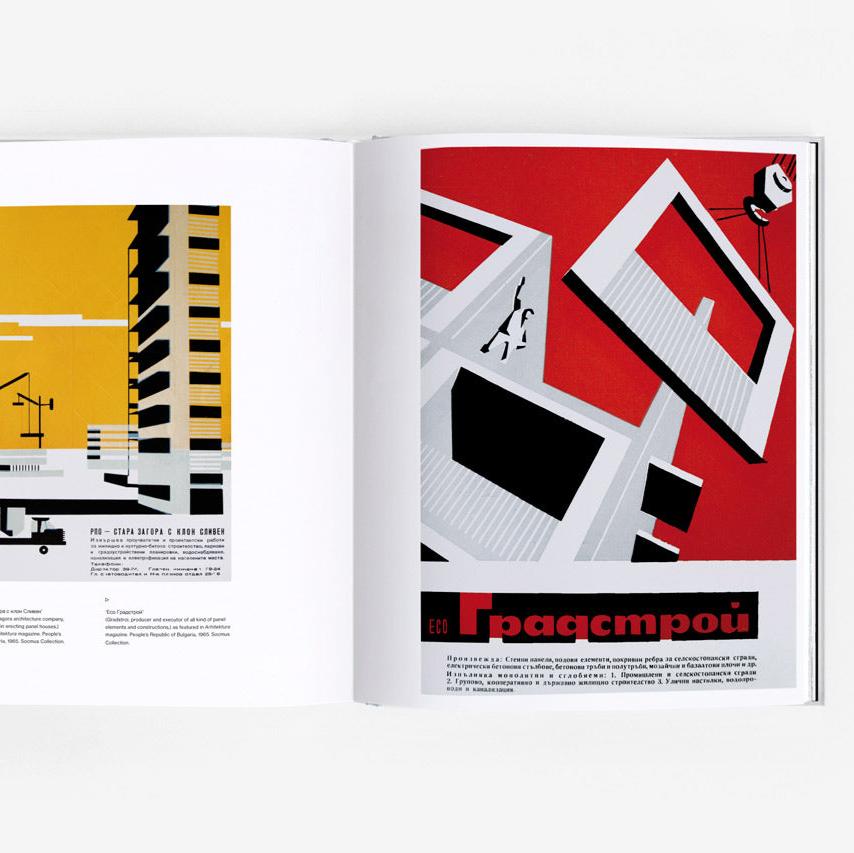 Open page of Panelki book featuring vintage architectural posters
