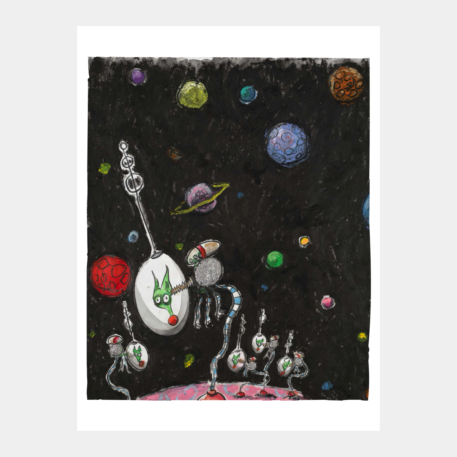 Tim Burton Dogs in Space Print - 30 x 40 cm