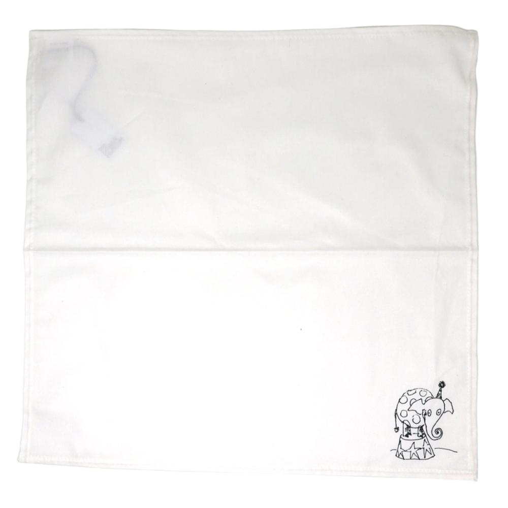 Tim Burton elephant illustrated white napkin 