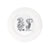 White fine china plate with squirrel illustrations by Tim Burton