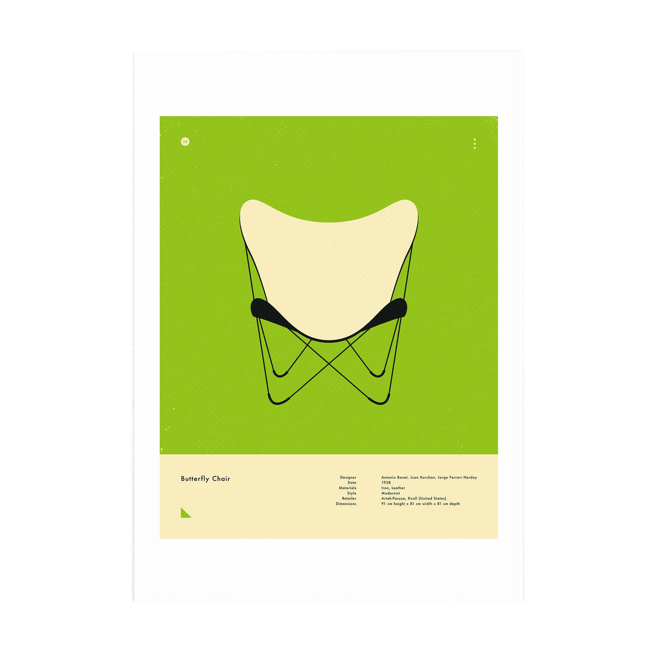 Green Butterfly Chair Print - A4