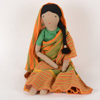 Silawali Chachi Doll Orange & Green Sari