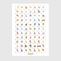 Print of a collection of colourful chairs on a white background