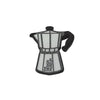 Black and white Moka pot-shaped object with 'The Design Museum' text on a white background