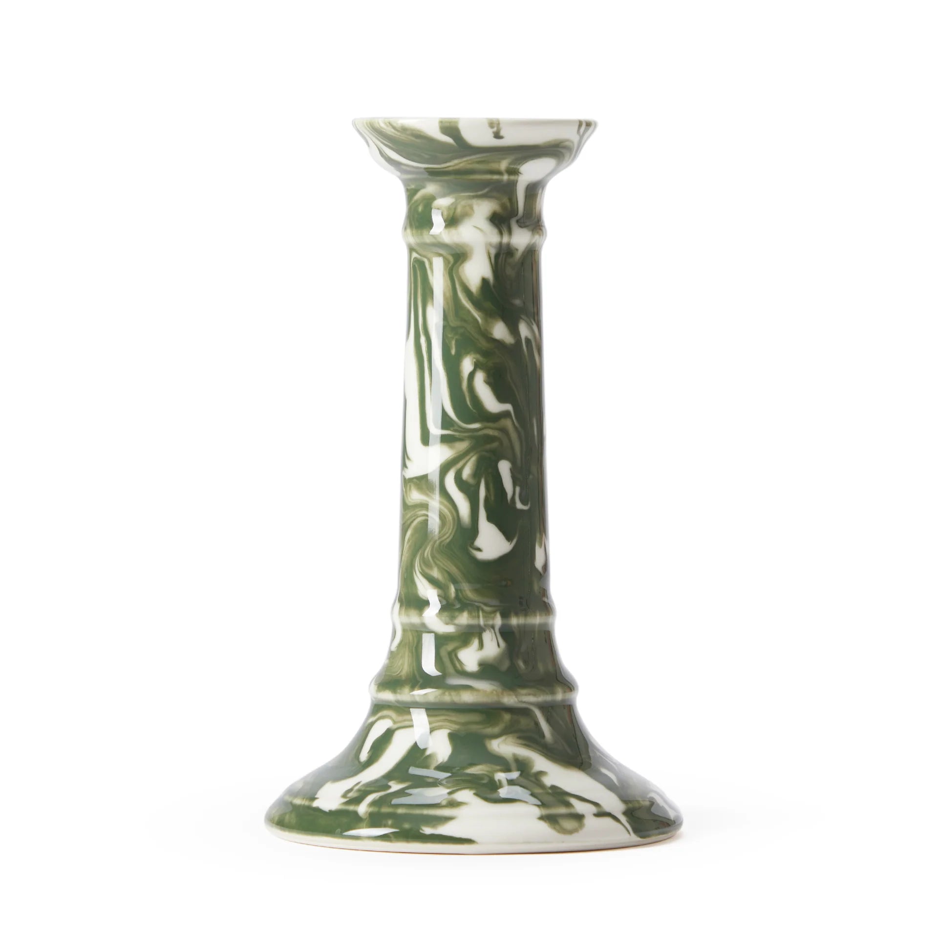 Wardour Green Marbled Candlestick