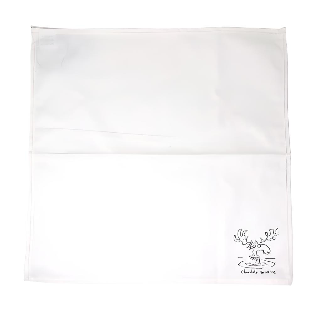 White napkin with moose illustration