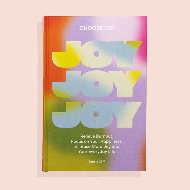 Front over of Choose Joy Book with a colourful abstract background.