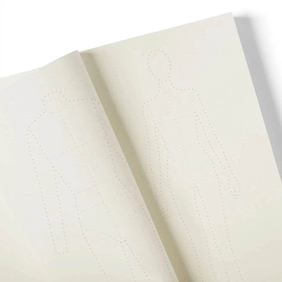 closeup of an open notebook on white background