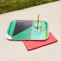 Constantin B11 Tray - 36 x 28cm - with glass of water and glass straw and tea towel.