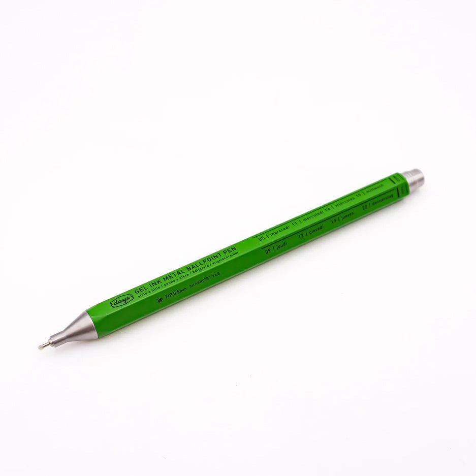 Days gel ink metal ballpoint pen green