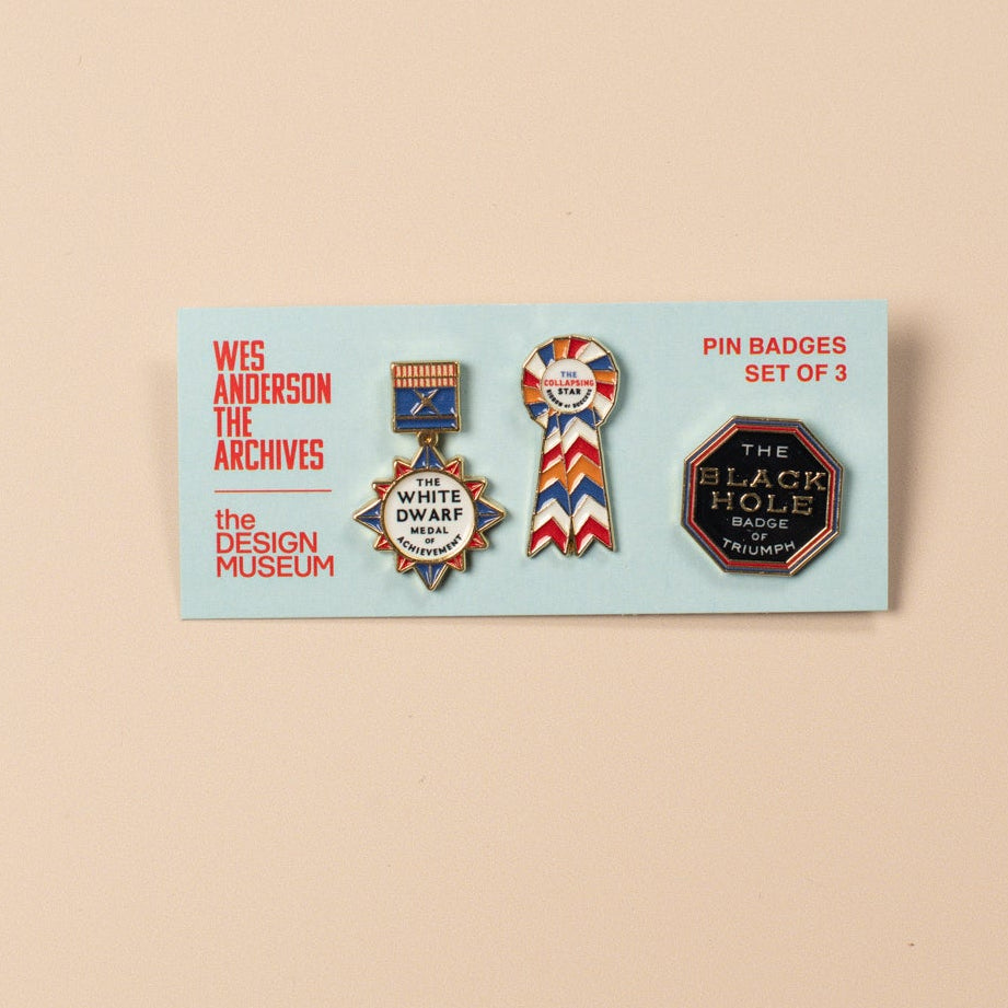 Set of 3 medal pin badges Wes Anderson