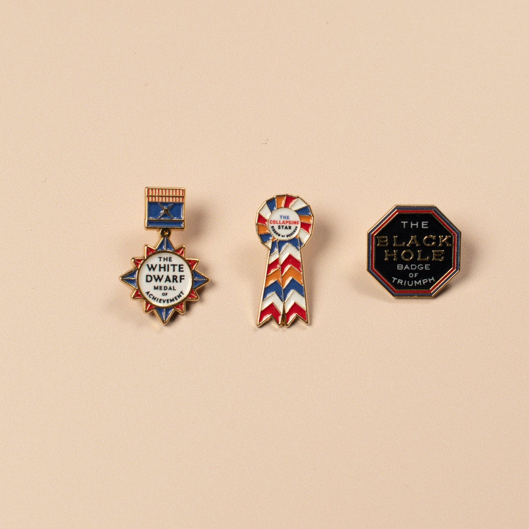 medal shaped pin badges set