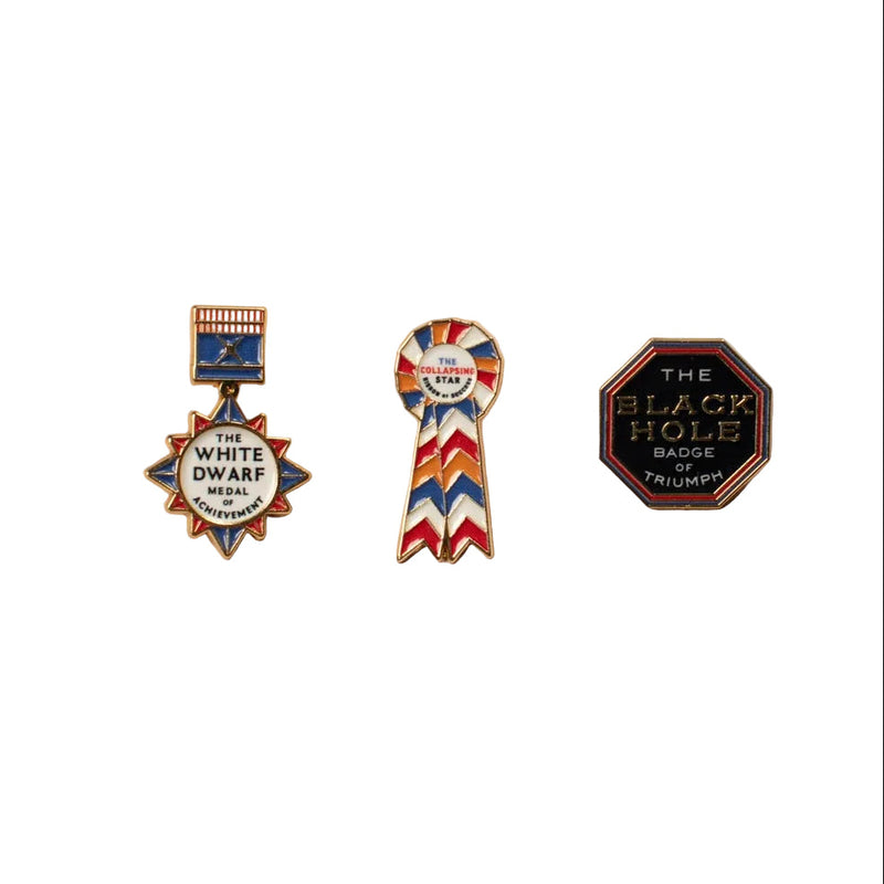 medal shaped pin badges set
