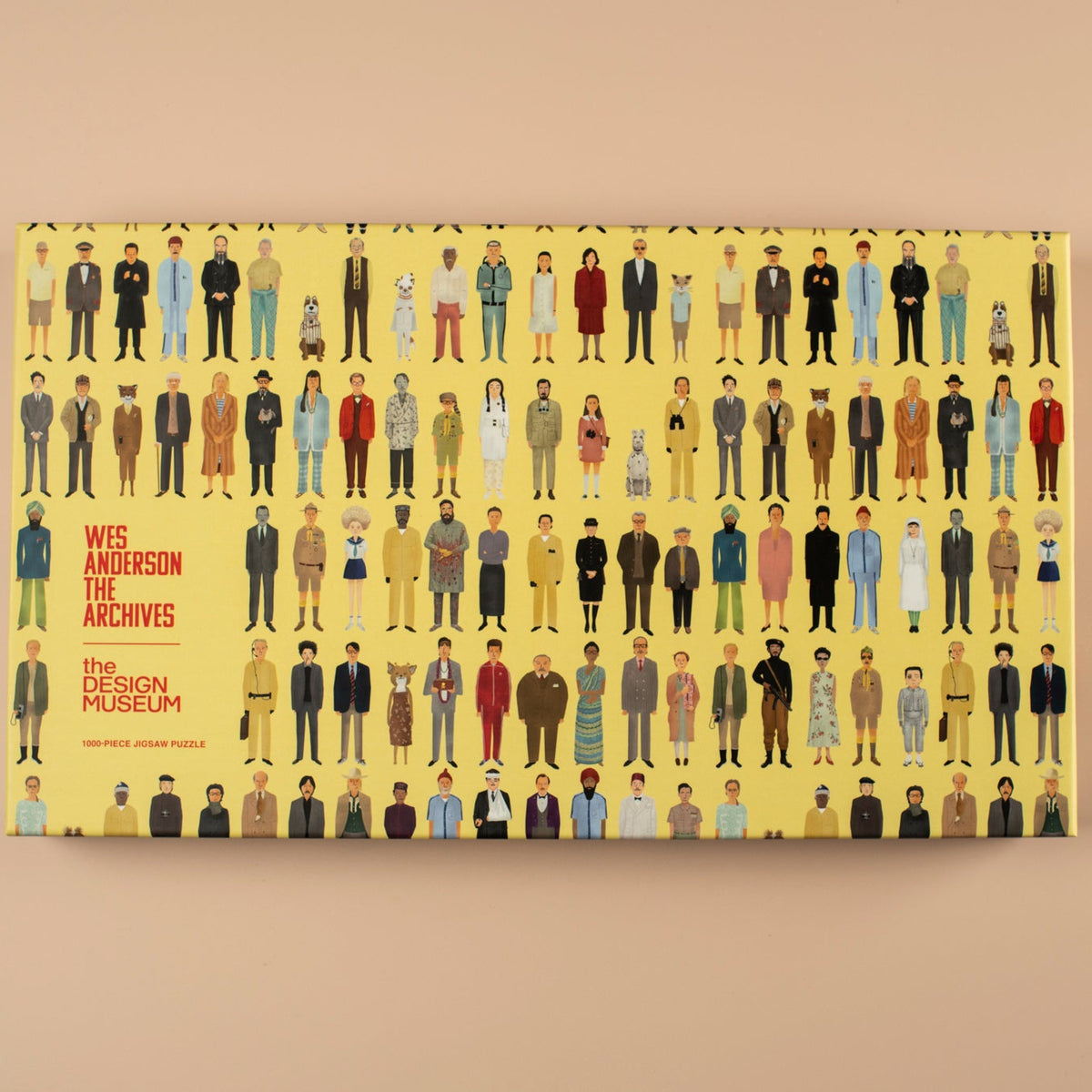 Collection of illustrated figures on a yellow background with text