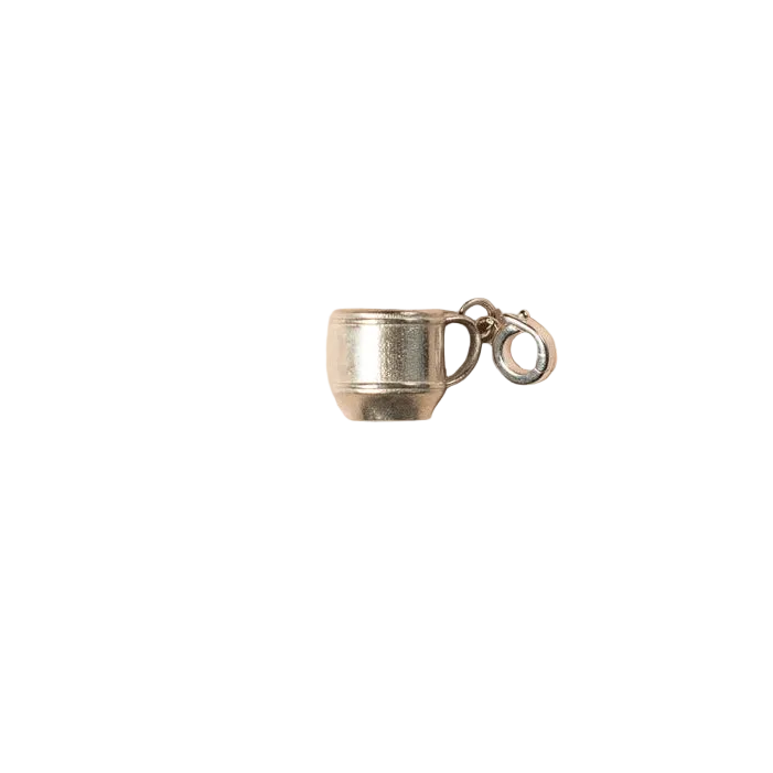 Small silver cup charm on a white background