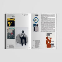 Open page of design council book with magazine-style layout on a light gray background