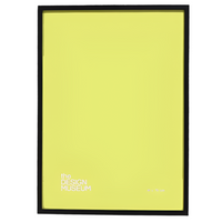 Poster with 'The Design Museum' text on a yellow background inside a black frame.