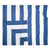 Dock & Bay Towel white and blue stripes foldback to square shape on white background.