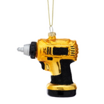 Christmas ornament in the shape of a gold drill