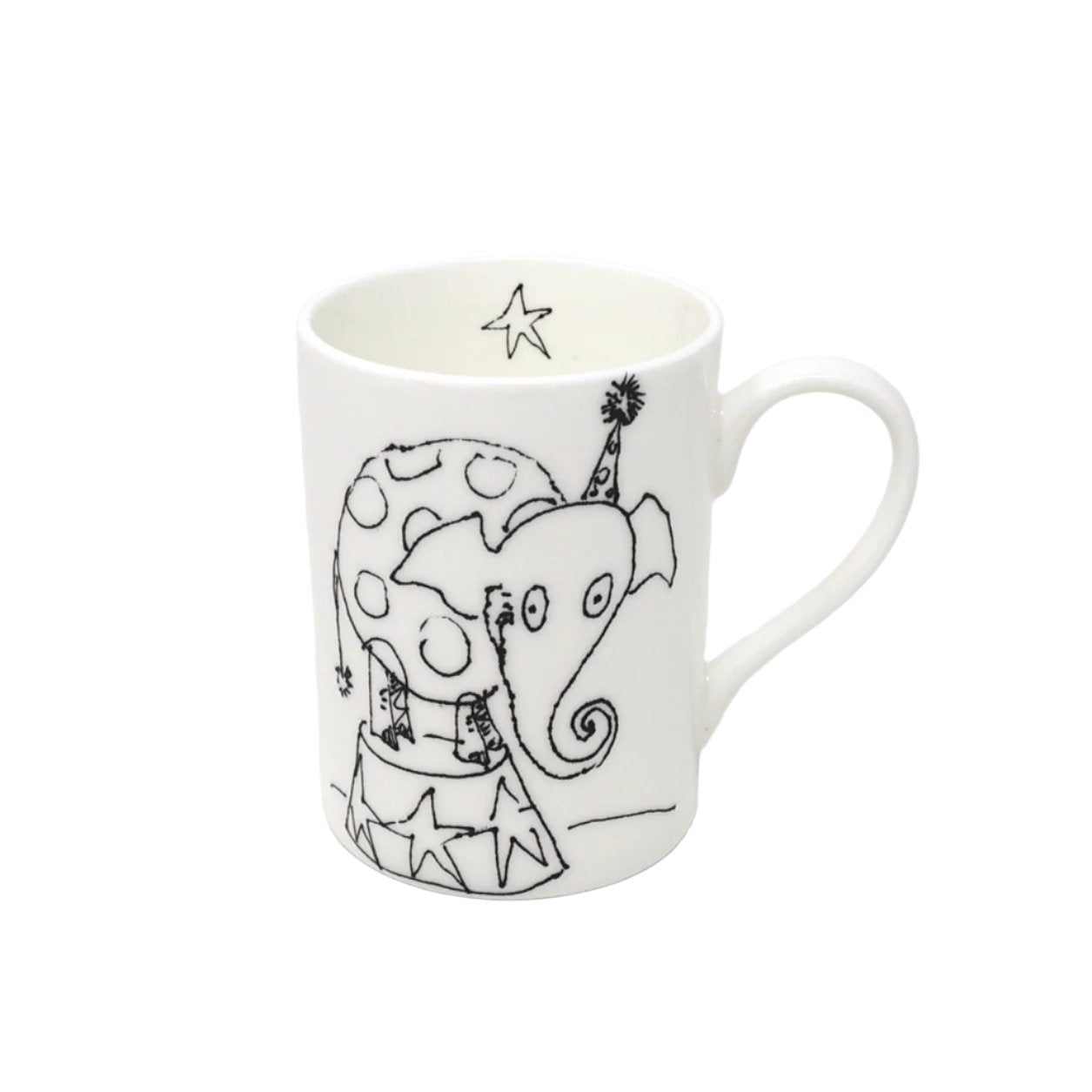 White fine china mug with Tim Burton illustration