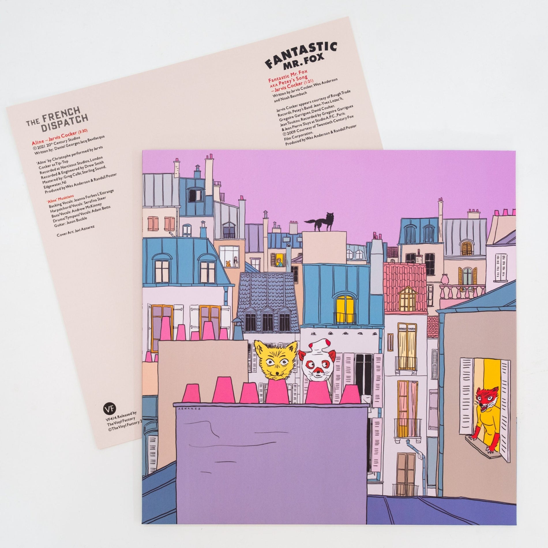 Illustrated poster of cats on rooftops with 'Fantastic Mr. Fox' text above.