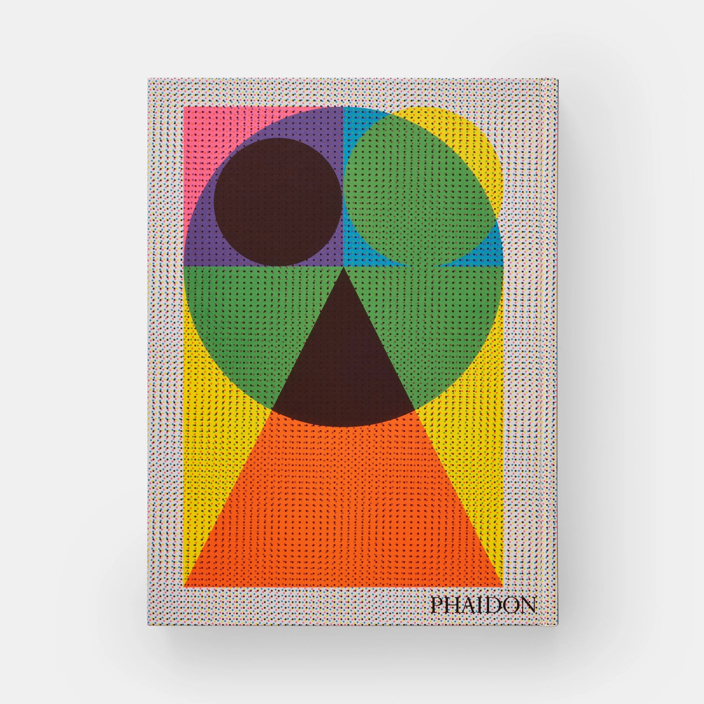 The back cover of Graphic Design Classics featuring a colourful geometric design on a white dotted background.